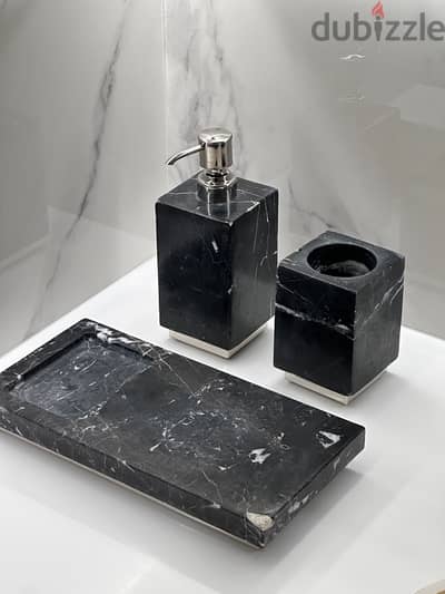 3-piece dark grey marble bathroom set