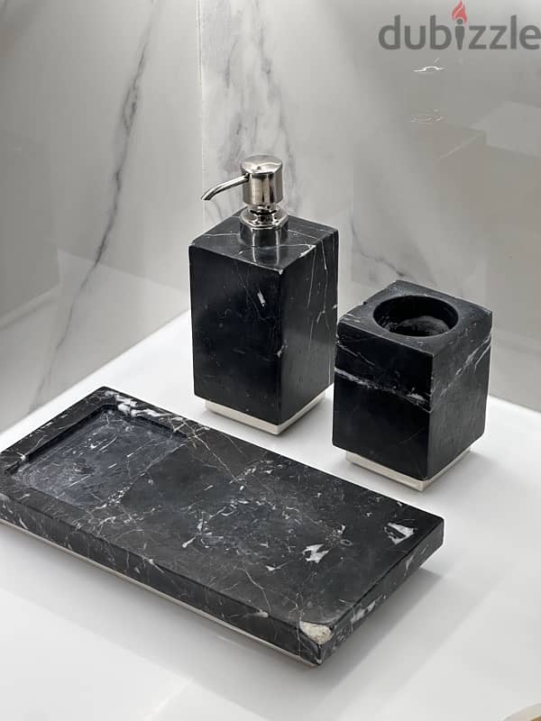 3-piece dark grey marble bathroom set 0