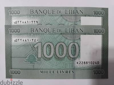 1000 Lebanese Livres Polymer Banknote