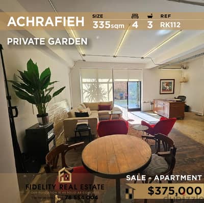 Apartment for sale in Achrafieh RK112 شقة للبيع في الأشرفية