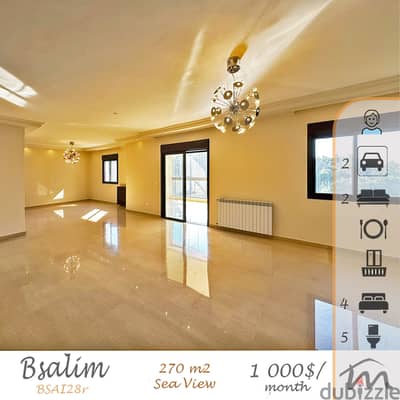 Bsalim | Building Age 12 | High End 4 Bedrooms Apartment | Sea View