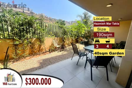 Hazmieh-Mar Takla 190m2 | 40m2 Garden | Mountain View | PA |