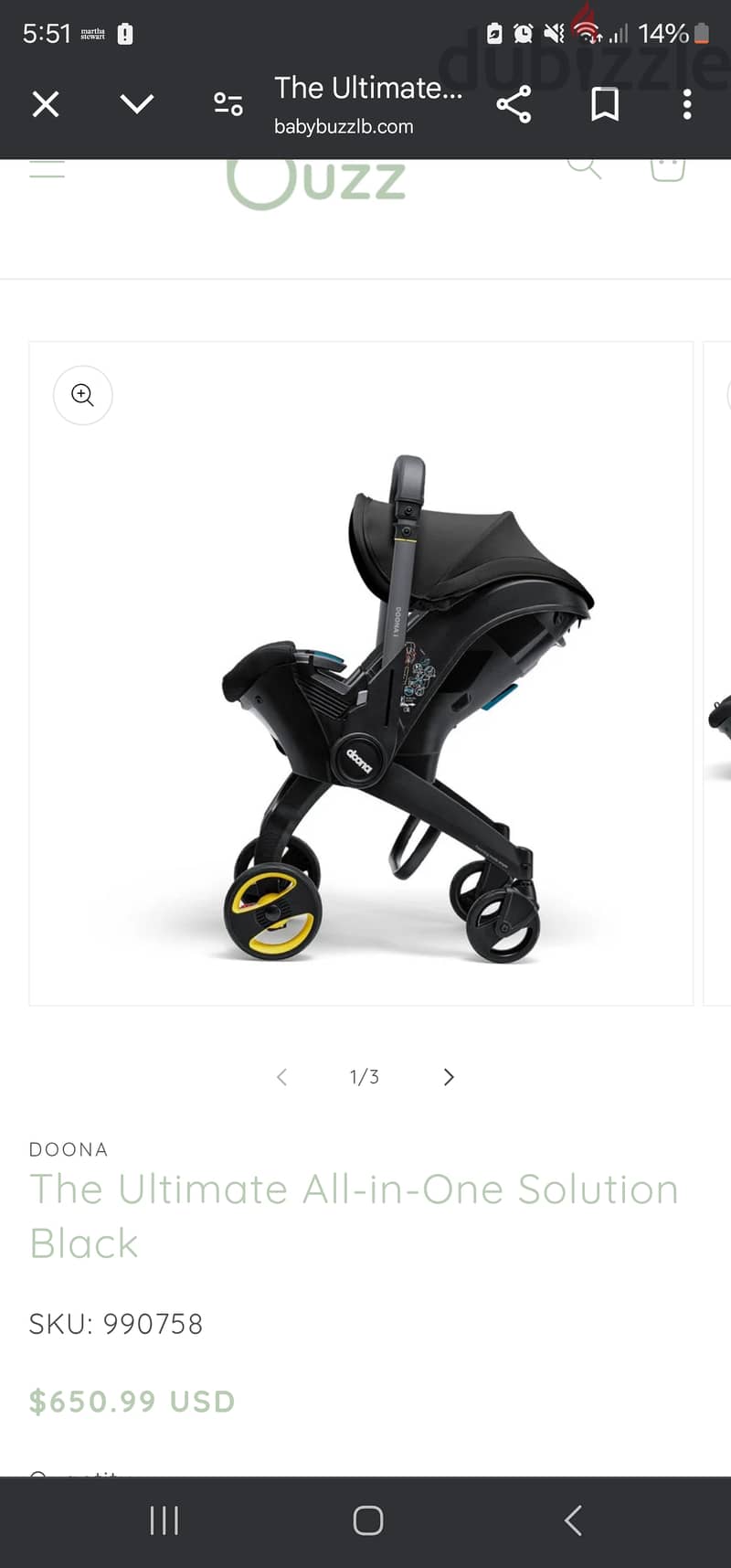 Doona car seat and stroller 2 in 1. Used for 6 months only. 0