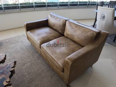 Barely used real leather sofas