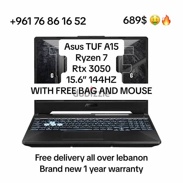 Asus tuf a15 Ryzen 7 Rtx 3050 15.6” 144HZ 0