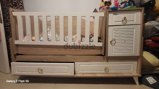 baby toddler wooden bedwith storage