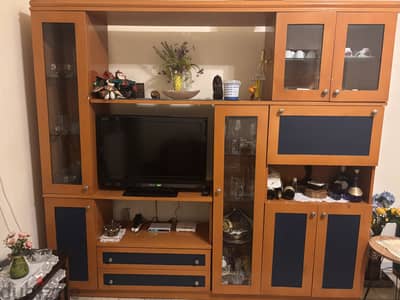 Modern TV Set Table with Long Shelf