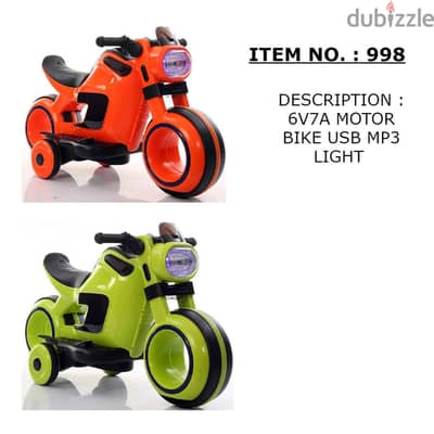 motorcycle Kids 998 orange original and new price