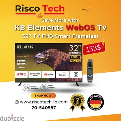 KB Elements 32″ Led Tv FHD Smart Frameless – webOS | تلفزيون 32 إنش