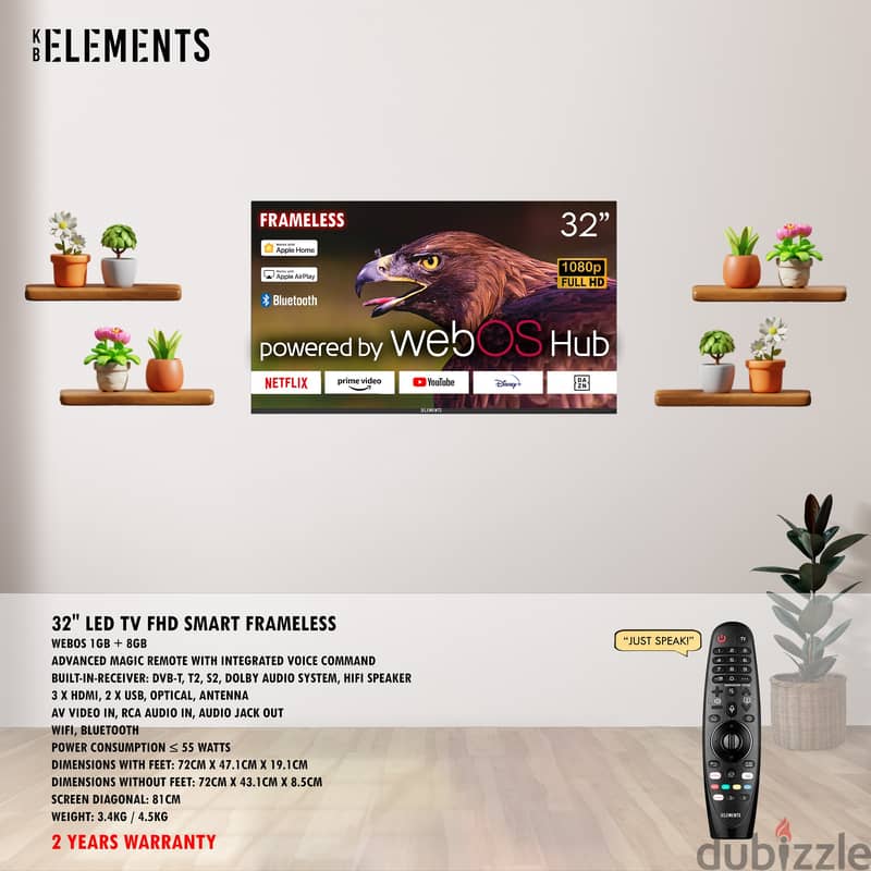 KB Elements 32″ Led Tv FHD Smart Frameless – webOS | تلفزيون 32 إنش 11