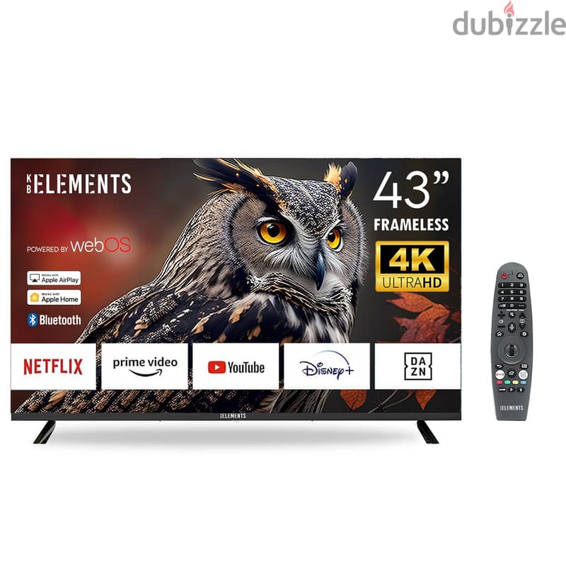 KB Elements 43″ Led Tv UHD 4K Smart Frameless – webOS | تلفزيون 43 إنش 1