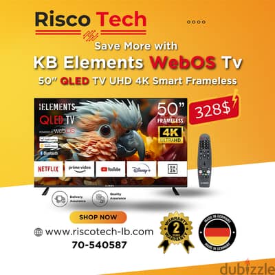 German KB Elements 50″ Inch QLED Led Tv UHD 4K Smart Frameless – webOS