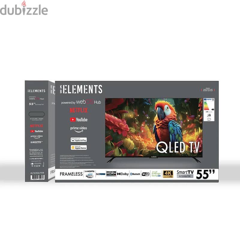 German KB Elements 55″ Inch QLED Led Tv UHD 4K Smart Frameless – webOS 9