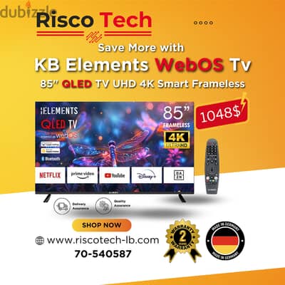 German KB Elements 85″ Inch QLED Led Tv UHD 4K Smart Frameless – webOS