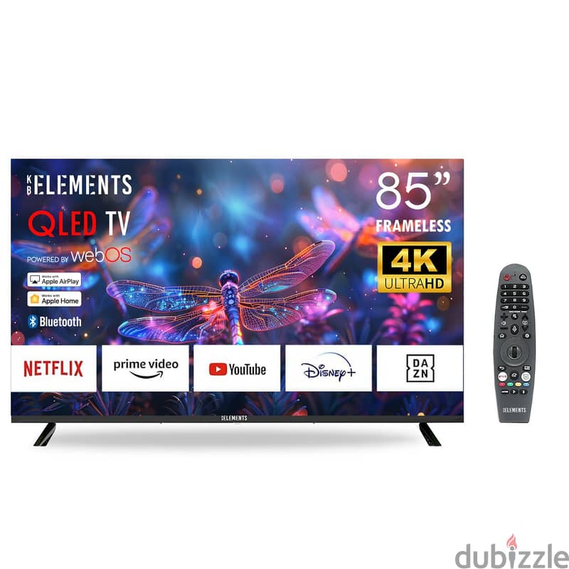 German KB Elements 85″ Inch QLED Led Tv UHD 4K Smart Frameless – webOS 1