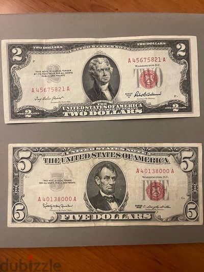 US 2$ 1953 and 5$ 1963 series bank note