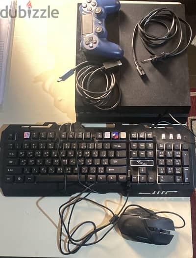 ps4 fat + joystick and keyboard ,mouse