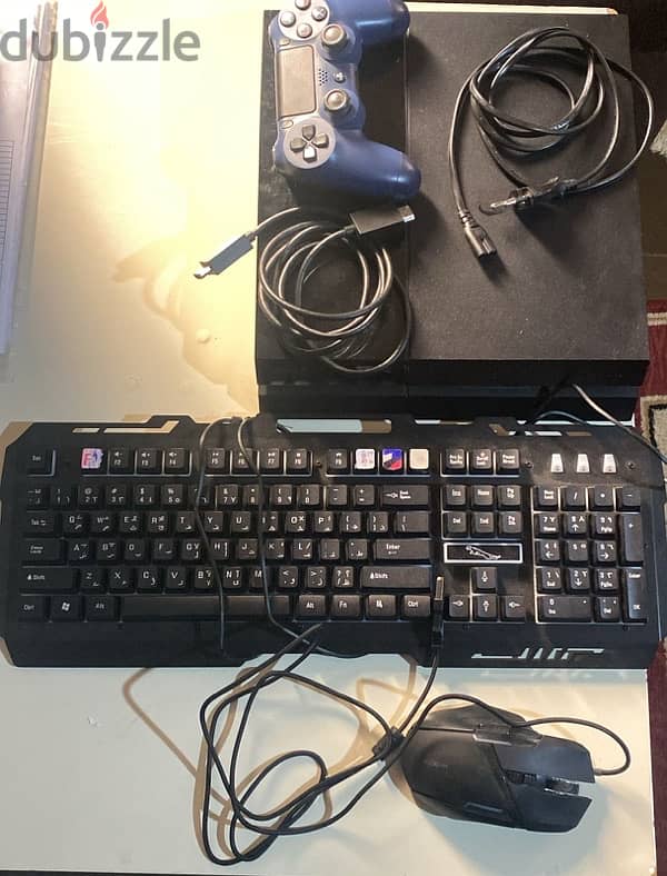 ps4 fat + joystick and keyboard ,mouse 0