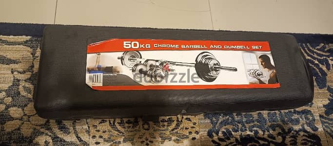 50KG chrome barbell and dumbbell set