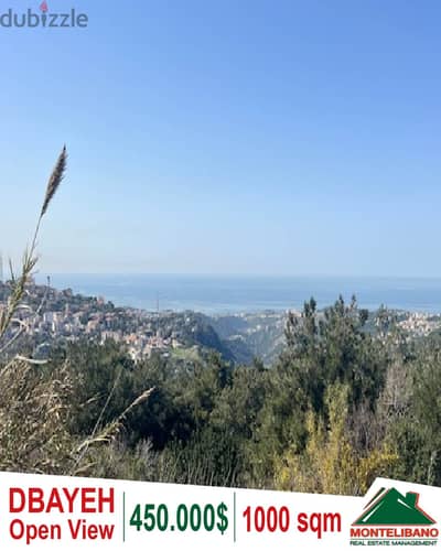 1000 sqm Land for sale in Dbayeh with an open view!!