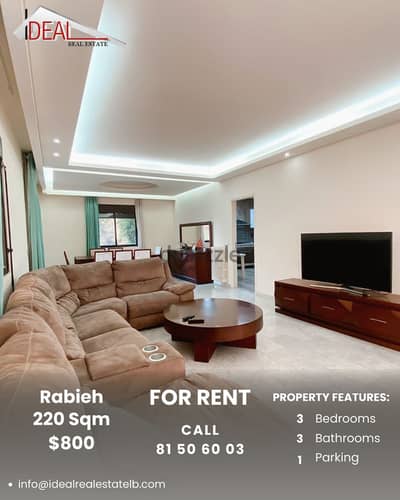 Fully Furnished 220 sqm apartment for rent in Rabieh REF#CE22098