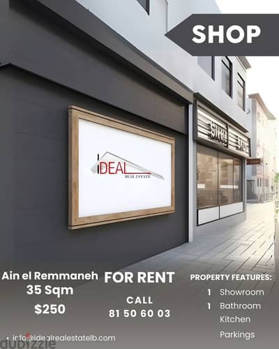 Shop 35sqm for rent in Ain el Remmaneh , Baabda REF#JPT22159