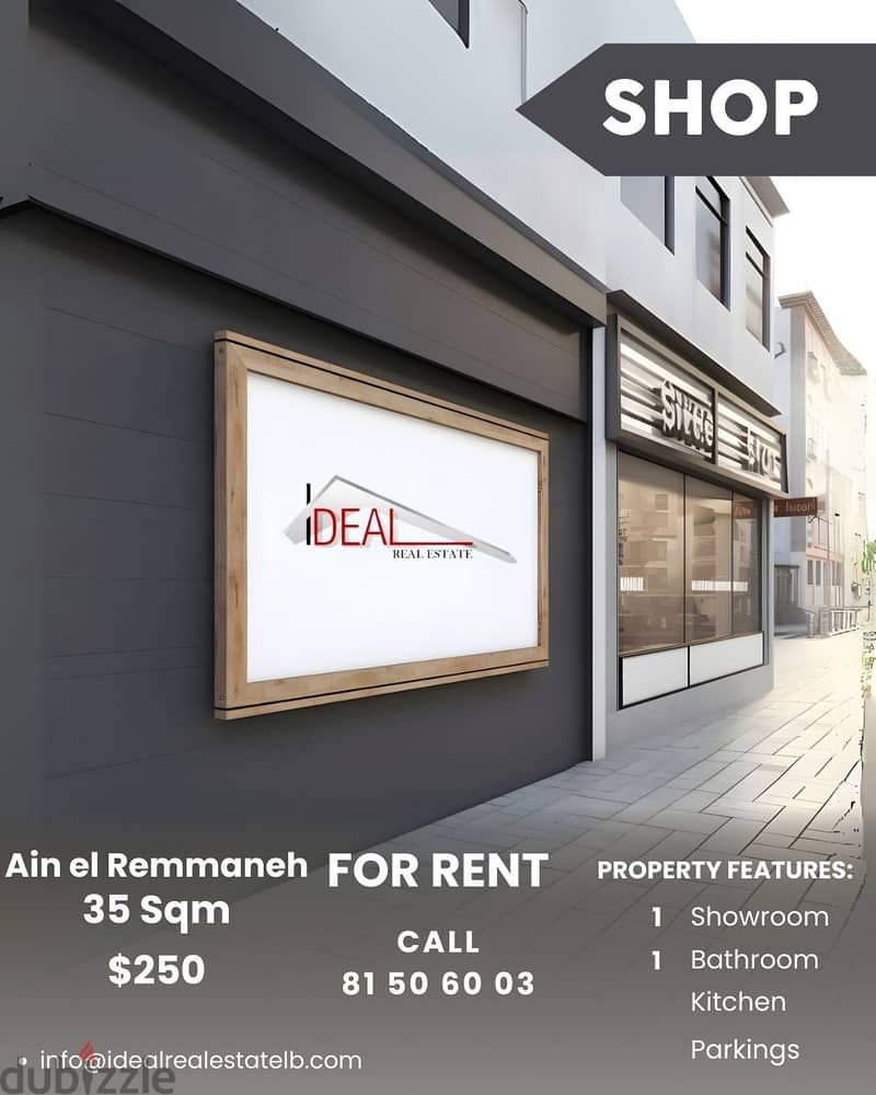 Shop 35sqm for rent in Ain el Remmaneh , Baabda REF#JPT22159 0