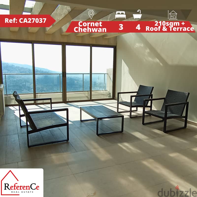 Catchy apartment with Roof in Cornet Chehwan شقة جذابة مع سطح في قرنة 0