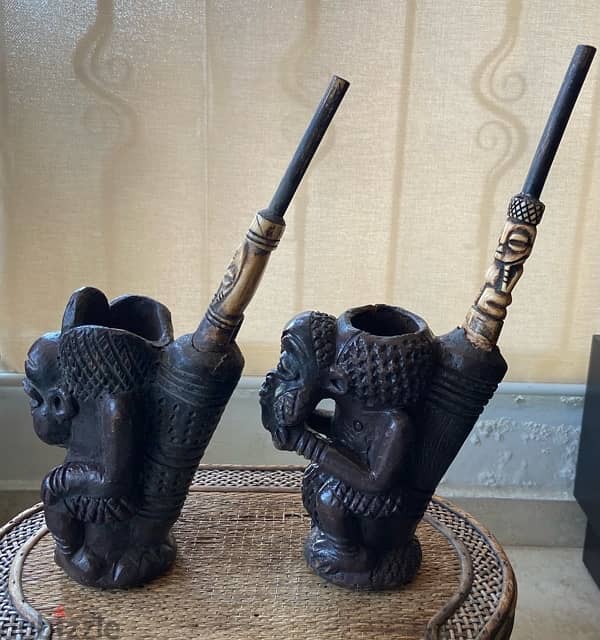 African smoking pipes statues 0