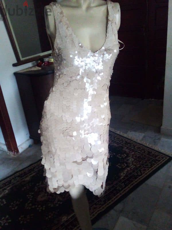 beige paillette dress 0