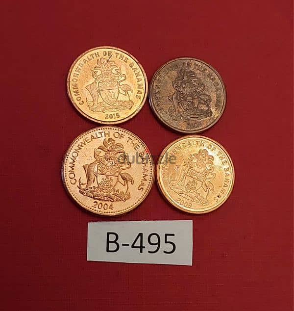 Bahamas Lot # B-495 set of 4 old coins 1