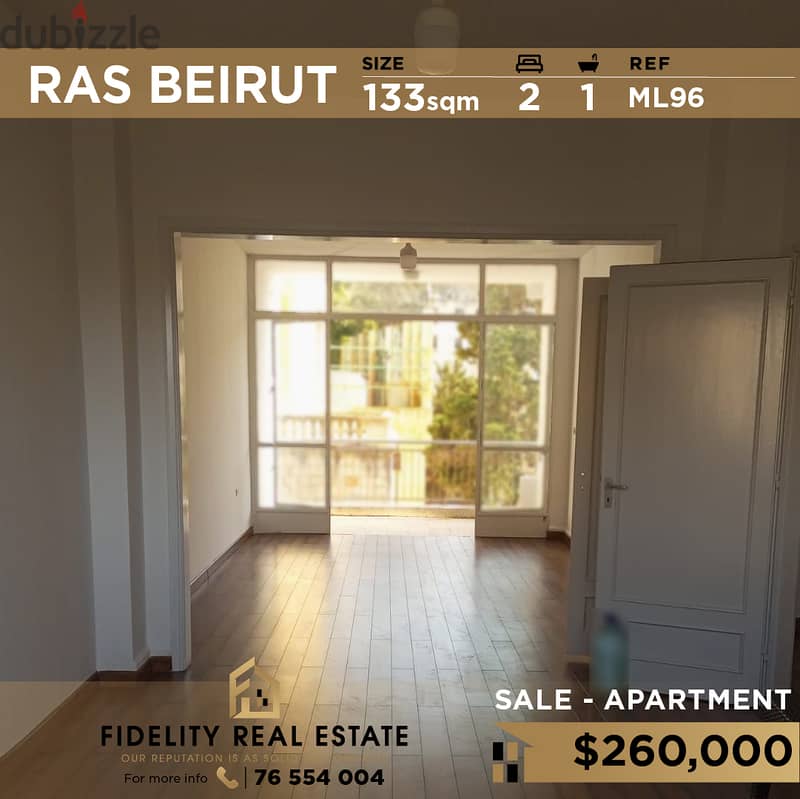 Apartment for sale in Ras Beirut ML96 شقة للبيع في رأس بيروت 0