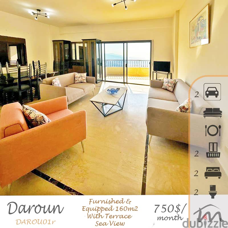 Daroun | Furnished/Equipped | Huge Terrace | Balcony | Panoramic View 0