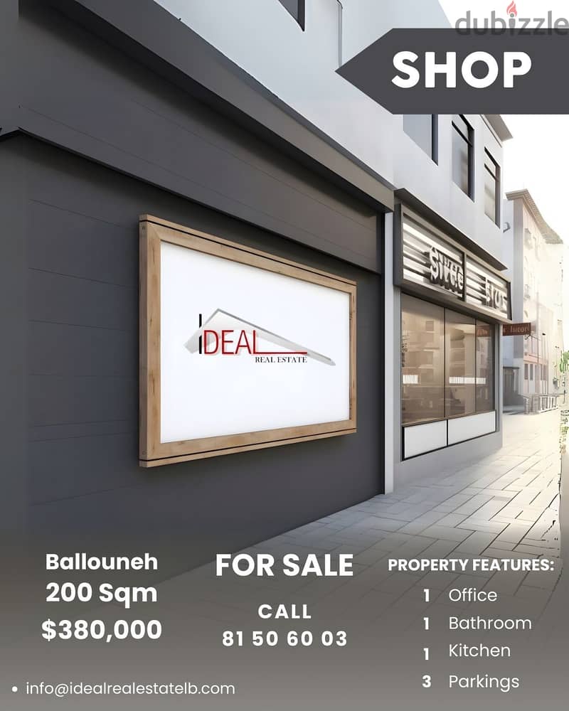 200 SQM shop for sale in Ballouneh REF#KZ346 0