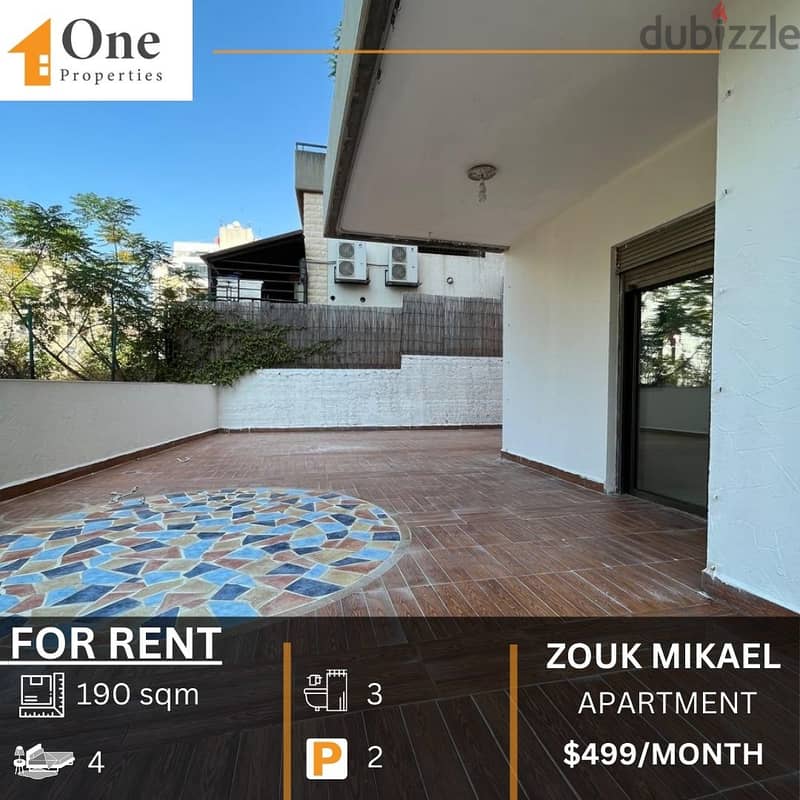 APARTMENT FOR RENT IN ZOUK MIKAEL 0