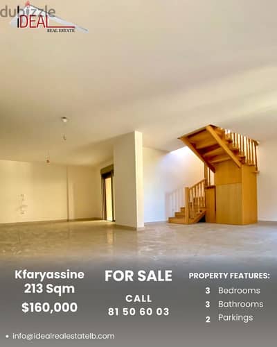 213 SQM Duplex for sale in Kfaryassine REF#CE22045