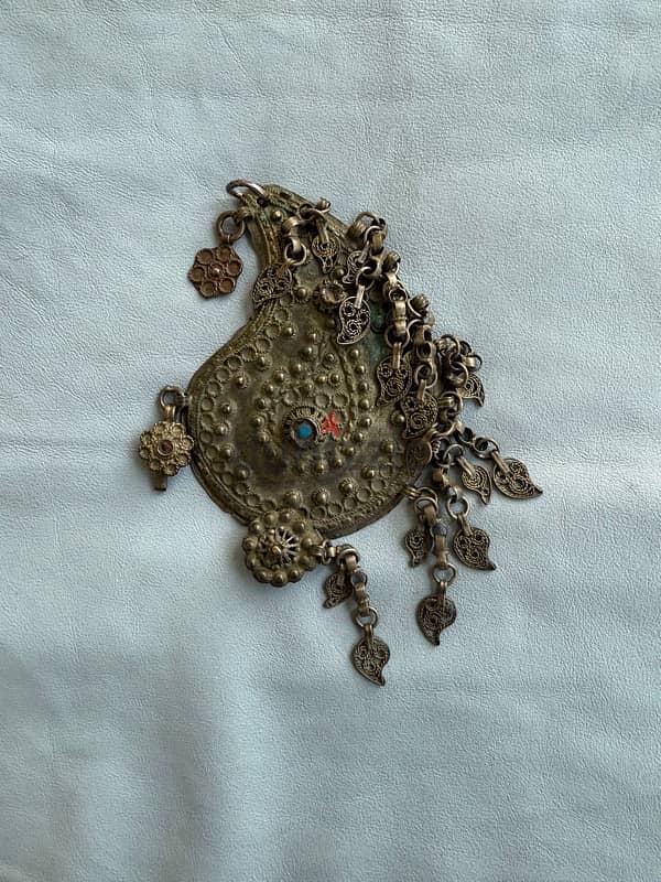 Antique Ottoman ethnic jewelry silver large pendant 1