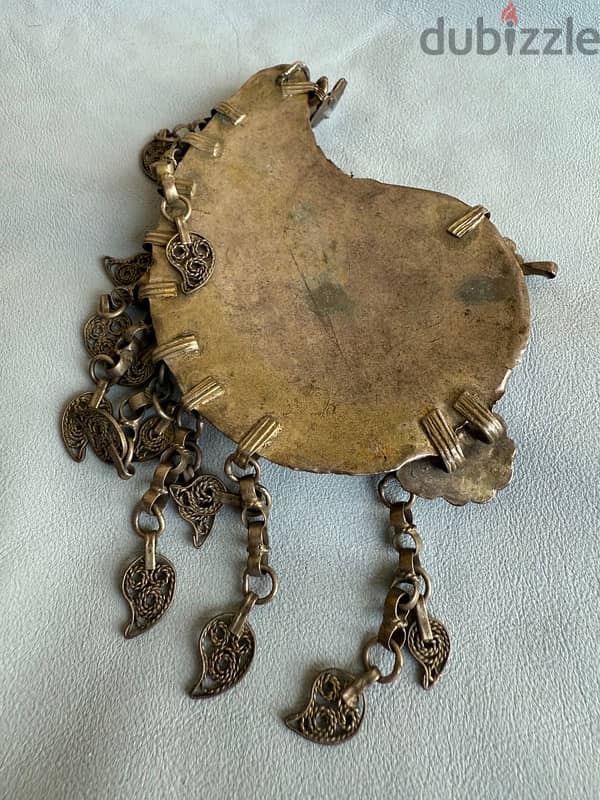 Antique Ottoman ethnic jewelry silver large pendant 2