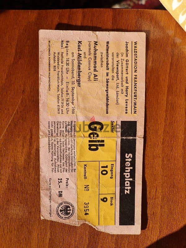 Rare 1966 Muhammad Ali vs. Karl Mildenberger Fight Ticket - Vintage 0