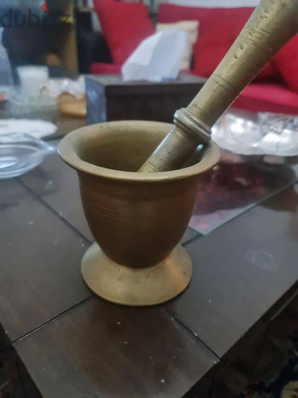 Antique Solid Brass Mortar and Pestle Set (Heavyweight) 0