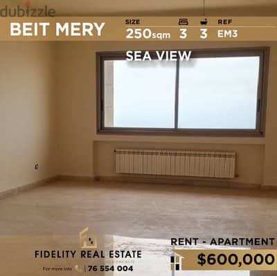 Apartment for sale in Beit Mery EM3 شقة  للبيع في بيت مري