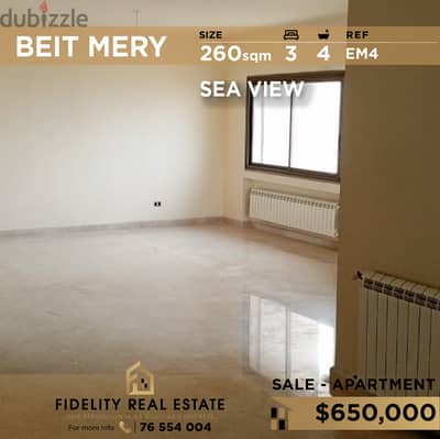 Apartment for sale in Beit Mery EM4 شقة للبيع في بيت مري