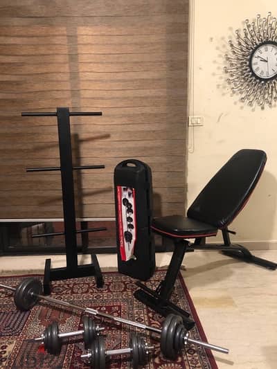 Adidas bench + set 50kg + rack