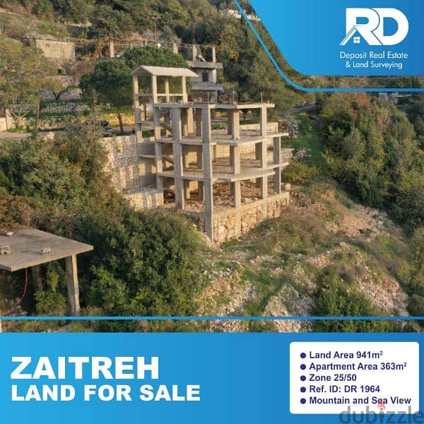 Land for sale at Zaitreh - أرض وبناية على قيد الإنشاء في زعيتره 0