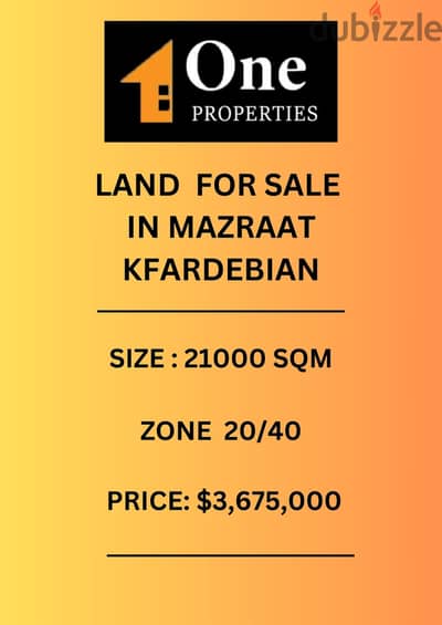 LAND FOR SALE IN MAZRAAT KFARDEBIAN