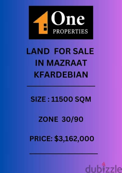 LAND FOR SALE IN MAZRAAT KFARDEBIAN