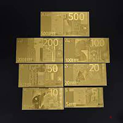 7PCS 24k Euro Bills Set Money Souvenir Banknote 5/10/20/50/100/200/500