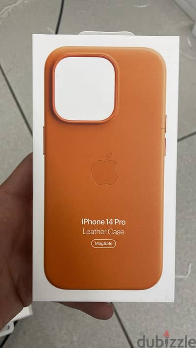 Leather case magsafe iphone 14 pro orange original & good price