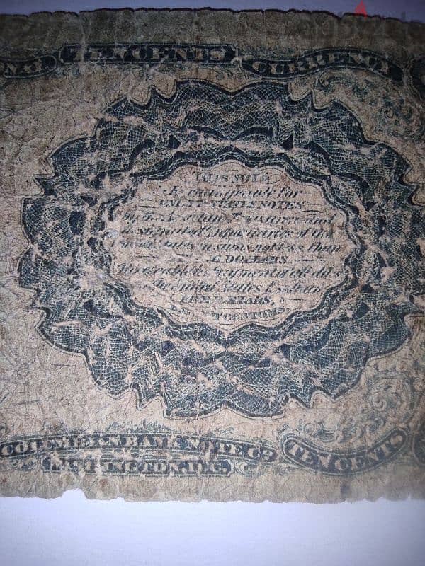 10 cent America 1849 banknote 3