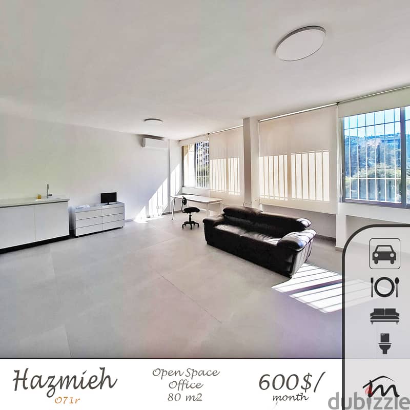 Hazmiyeh | 80m² Office | Parking | Equipped | View | HIgh End Space 0